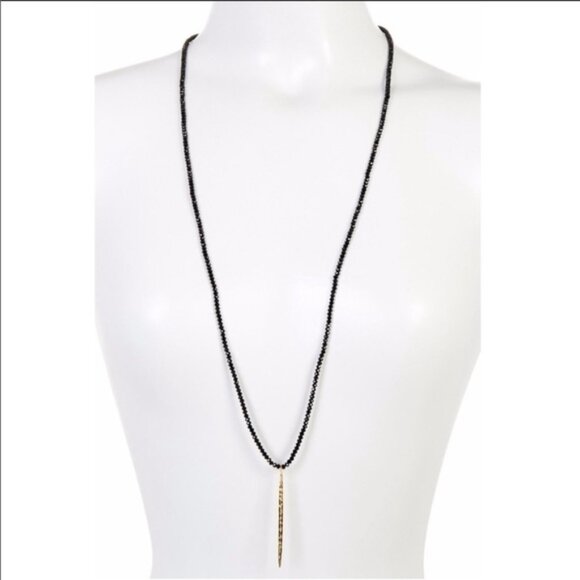 GORJANA | Nora Navy Blue Beaded Long 36" Necklace with Gold Pendant - Picture 1 of 3